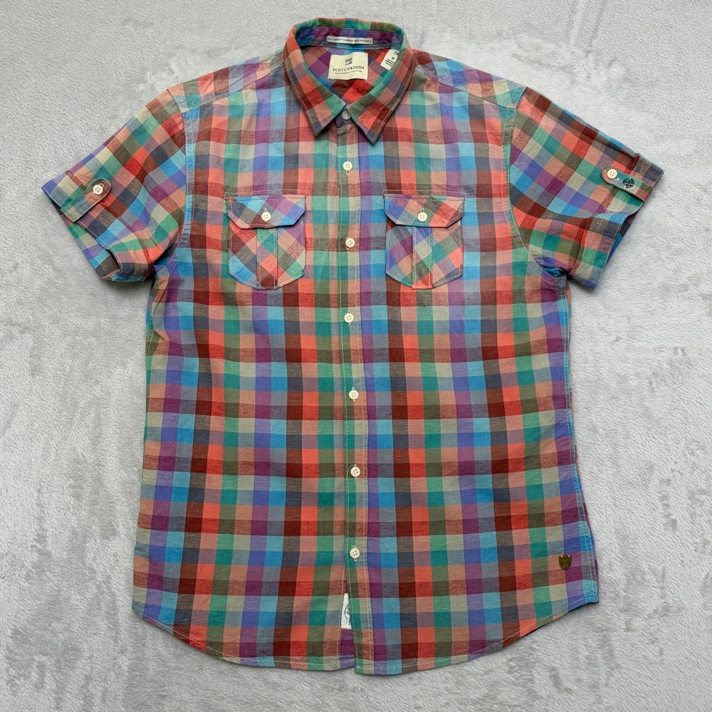 Scotch & Soda Multicolor Check Short Sleeve Shirt Medium